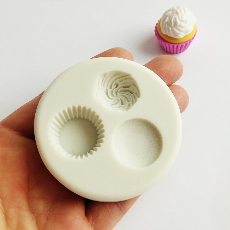 Cupcake Silicone Mold, Polymer Clay Mold, Flexible Push Mold,Miniature Mold, Kawaii Decoden, Resin Mold, Gift image 7