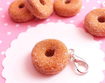 Apple Cider Donut Charm - Miniature Food - Kawaii Charms - Polymer Clay Charms - Food Jewelry - Gift