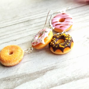 Donuts Earrings, Clay Food Jewelry, Food Earrings, Mismatched Earrings, Gift for Her, Gift for Sister, Gift for Mom zdjęcie 9
