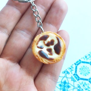 Portuguese Egg Tart Keychain Miniature Food Kawaii Charms Polymer Clay Charms Food Accessories Gift Portugal image 6