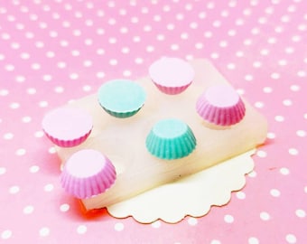 Miniature Cupcake Bases Mold, Cupcake, Polymer Clay Mold, Flexible Push Mold, Resin Mold, Jewelry Mold, Gift