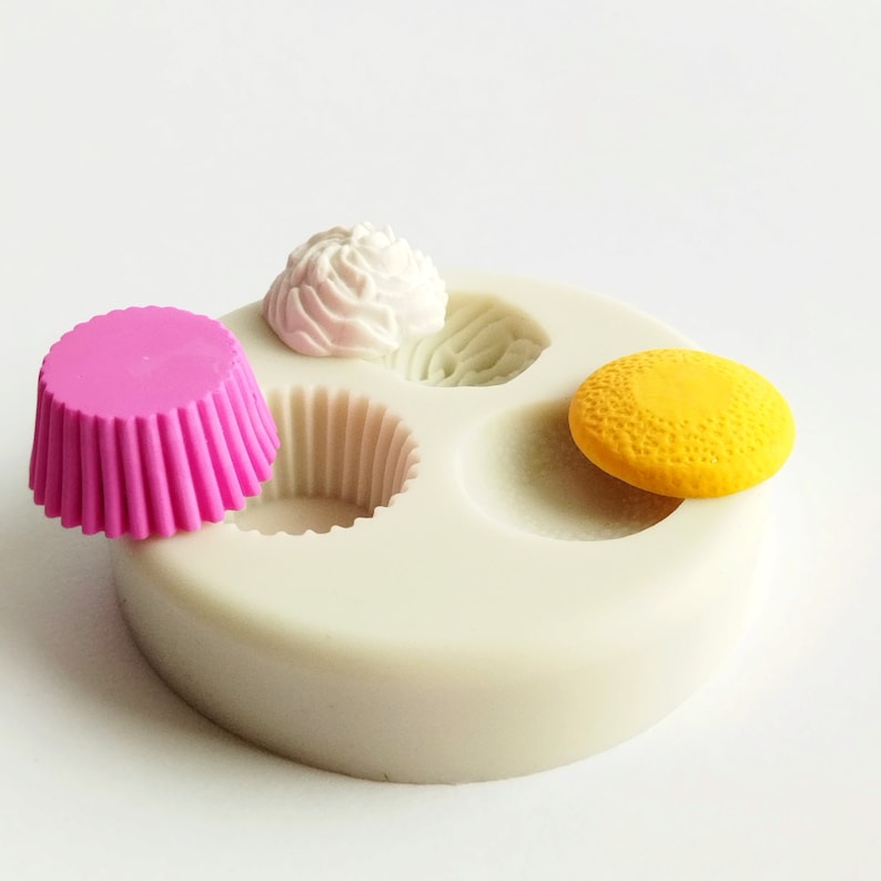 Cupcake Silicone Mold, Polymer Clay Mold, Flexible Push Mold,Miniature Mold, Kawaii Decoden, Resin Mold, Gift image 4