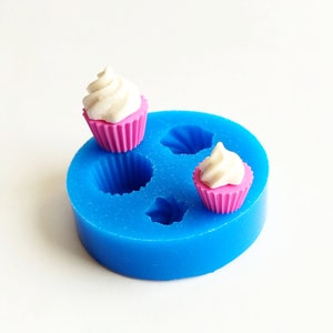 Cupcake Bases and Whipped Cream Silicone Mold, Polymer Clay Mold