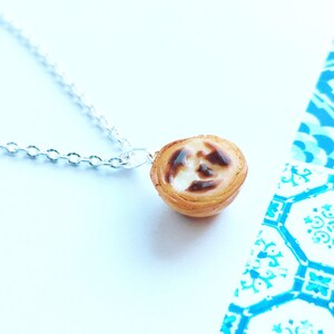 Portuguese Egg Tart Necklace Miniature Food Food Charms Food Jewelry Kawaii Charms Gift Portugal Portuguese Jewelry image 1