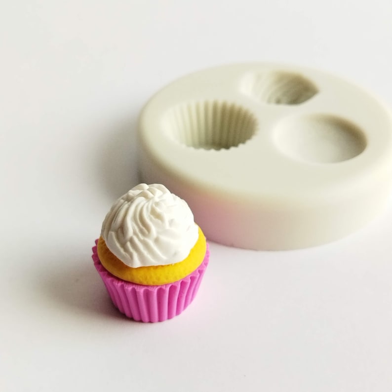 Cupcake Silicone Mold, Polymer Clay Mold, Flexible Push Mold,Miniature Mold, Kawaii Decoden, Resin Mold, Gift image 3