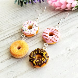 Donuts Earrings, Clay Food Jewelry, Food Earrings, Mismatched Earrings, Gift for Her, Gift for Sister, Gift for Mom zdjęcie 6