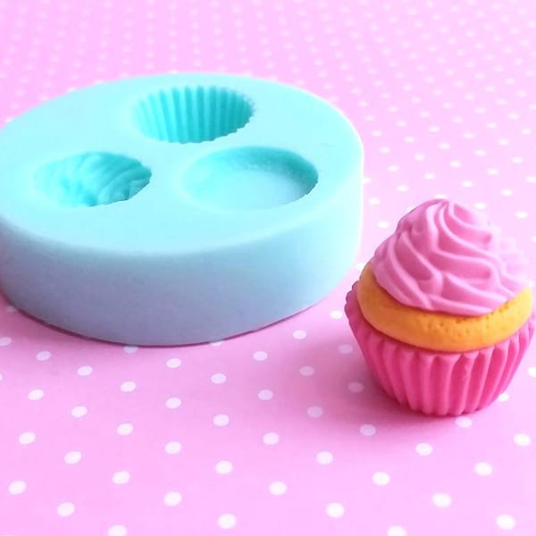 Moule en silicone cupcake, 22 mm, moule en argile polymère cupcake, moule à poussée flexible, moule miniature de maison de poupée, décoden Kawaii, moule en résine