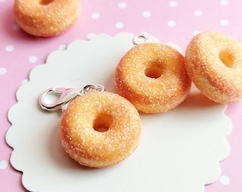 Sugared Donut Charm - Miniature Food - Kawaii Charms - Polymer Clay Charms - Food Jewelry - Gift - Necklace Pendant - Food Keychain