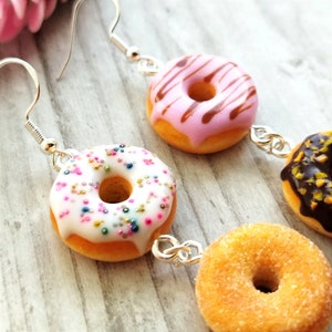 Donuts Earrings, Clay Food Jewelry, Food Earrings, Mismatched Earrings, Gift for Her, Gift for Sister, Gift for Mom zdjęcie 4