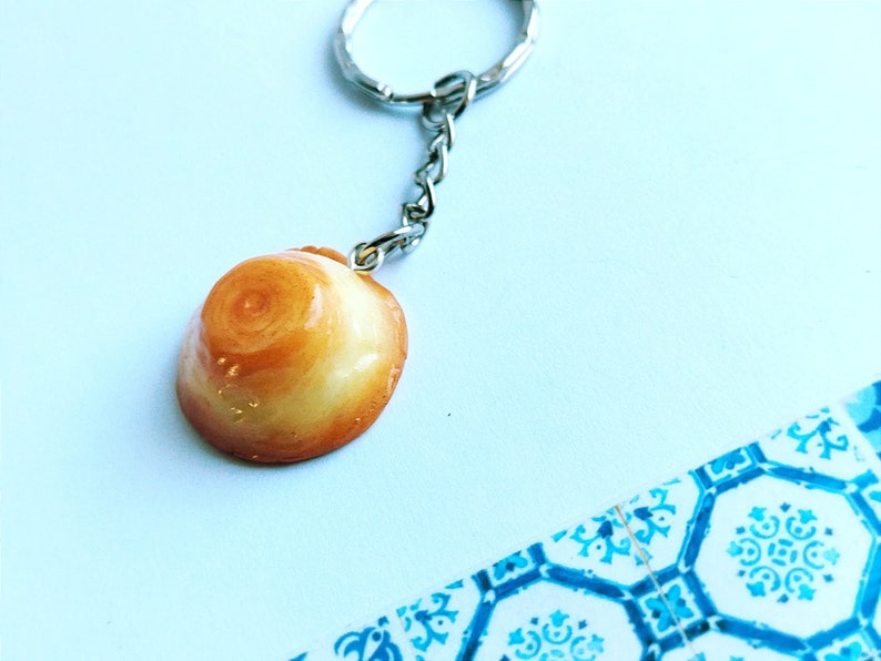 Portuguese Egg Tart Keychain Miniature Food Kawaii Charms Polymer Clay Charms Food Accessories Gift Portugal image 5