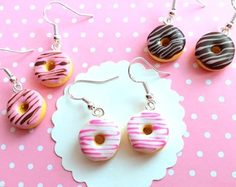 Donuts Earrings, Frosted Glazed Donuts, Food Jewelry for Donuts Lovers, Clay Food Earrings, Gift for Her, Gift for Sister, Gift for Mom