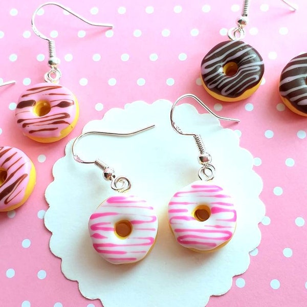 Donuts Earrings, Frosted Glazed Donuts, Food Jewelry for Donuts Lovers, Clay Food Earrings, Gift for Her, Gift for Sister, Gift for Mom