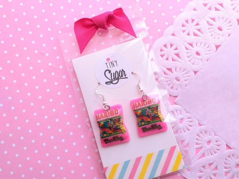 Miniature Food- Dangle Earrings Gift Kawaii Jewelry Sweets Bag of Sweets Earrings -Food Jewelry