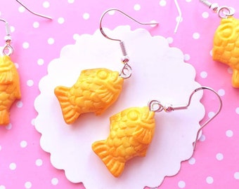 Taiyaki Fish Earrings, Food Jewelry, Clay Food Earrings, Lightweight, Gift for Her, Gift for Sister, Gift for Mom