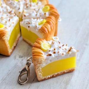 Lemon Pie Charm - Miniature Food - Kawaii Charms - Polymer Clay Charms - Food Jewelry - Gift - Necklace Pendant - Food Keychain
