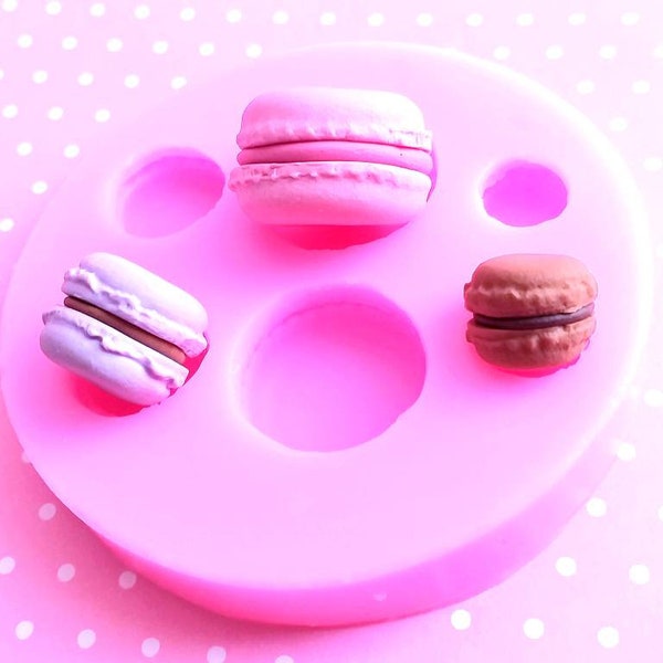 Moule en silicone Macarons, Moule en argile polymère Macaron, Moule à poussée flexible, Kawaii Decoden, Moule à bijoux, Cadeau