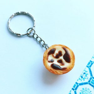 Portuguese Egg Tart Keychain Miniature Food Kawaii Charms Polymer Clay Charms Food Accessories Gift Portugal image 3