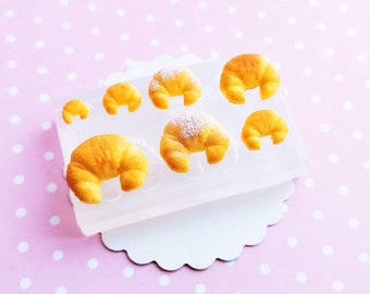 Miniature Croissants Silicone Mold, Croissant Polymer Clay Mold, Flexible Push Mold, Resin Mold, Jewelry Mold, Gift