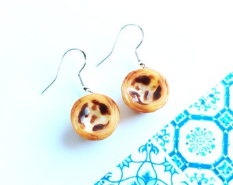 Portuguese Egg Tart Earrings - Miniature Food - Dangle Earrings - Kawaii Charms - Polymer Clay Charms - Food Jewelry - Gift - Portugal