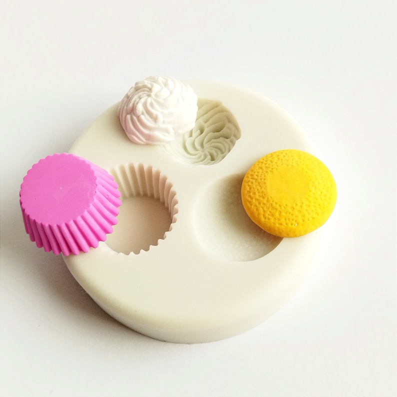 Cupcake Silicone Mold, Polymer Clay Mold, Flexible Push Mold,Miniature Mold, Kawaii Decoden, Resin Mold, Gift image 2