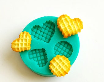 3 Styles of Waffles Silicone Mold, Waffle Polymer Clay Mold, Flexible Push Mold, Dollhouse Miniature Mold, Jewelry Mold, Gift