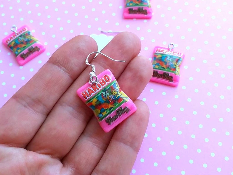 Miniature Food- Dangle Earrings Gift Kawaii Jewelry Sweets Bag of Sweets Earrings -Food Jewelry