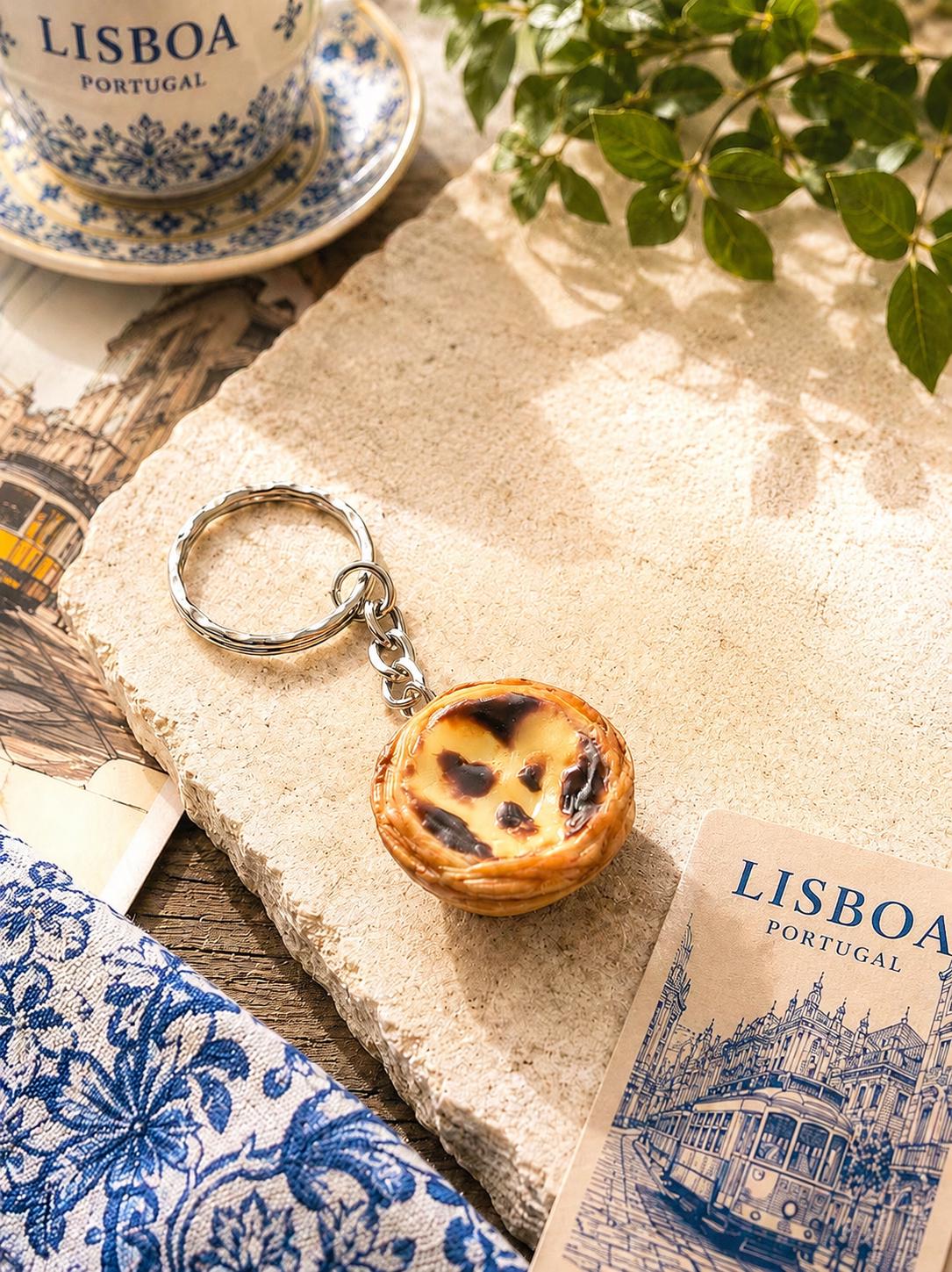 Pastel de Nata Keychain - Miniature Food - Polymer Clay Charms - Accessories - Gift - Portugal