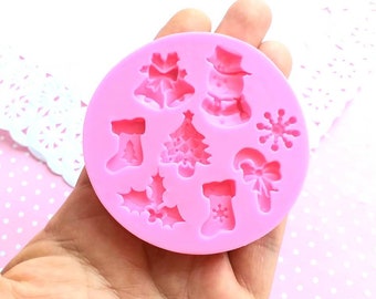 Christmas Silicone Mold, Flexible Push Mold, Miniature Mold, Jewelry Mold, Gift