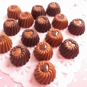 チョコレート フラットバック カボション 4 個、デコデン、DIY、フェイクフード カボション、スライム、ポリマー粘土、電話ケース、クラフト用品