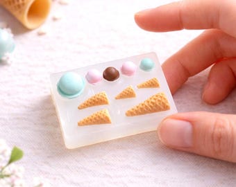Mini siliconen ijsvormpje, vormpje van polymeerklei, klein voedselvormpje, ijshoorntje vormpje, schattige sieraden, harsvormpje, miniatuurtjes voor poppenhuizen