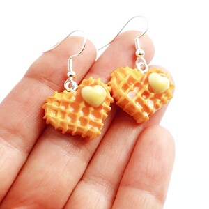 Waffle Earrings With Butter and Maple Syrup, Yummi Food Jewelry, Food Jewelry, Gift for Her, Gift for Sister, Gift for Mom