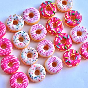 4 Pink Donut Cabochon, Decoden, DIY, Fake Food Cabochons, Slime, Polymer clay, Phone Case, Scrapbooking