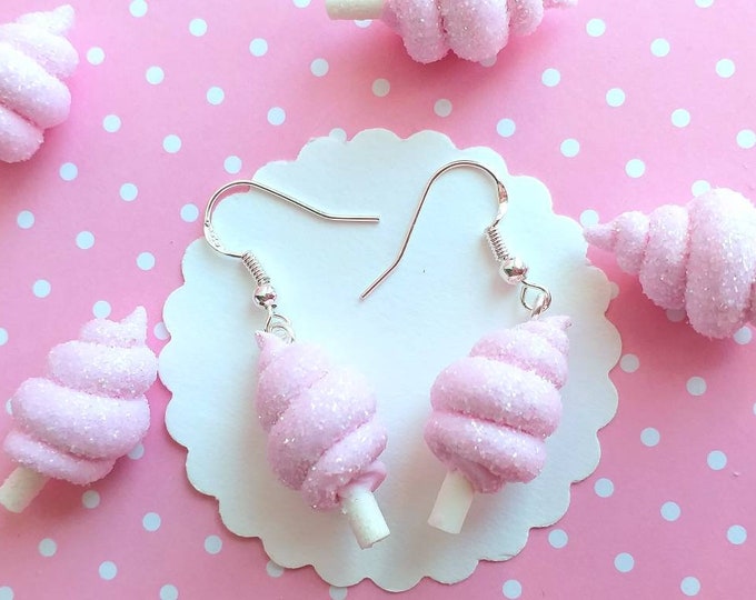 Pink Cotton Candy Earrings Food Jewelry Miniature Food Etsy