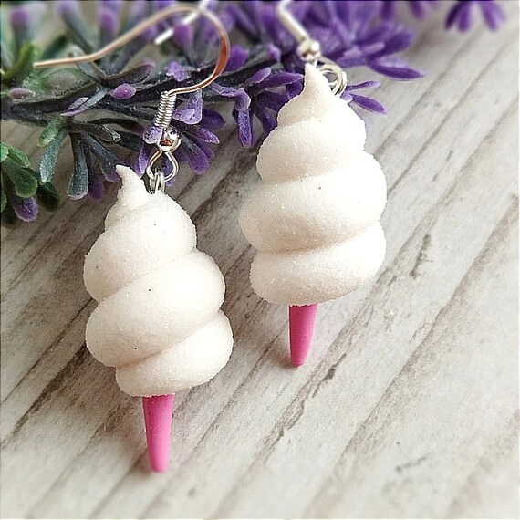 Cotton Candy Earrings Clay Food Jewelry Pink or White Earrings Gift for Her Gift for Sister Gift for Mom Etsy UK