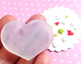 Miniature Christmas Decorations Mold, Flexible Push Mold, Kawaii Decoden, Polymer Clay Mold, Resin Mold, Jewelry Mold, Gift