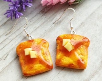 French Toast Earrings, Clay Food Jewelry, Food Earrings, Clay Earrings, Gift for Her, Gift for Sister, Gift for Mom