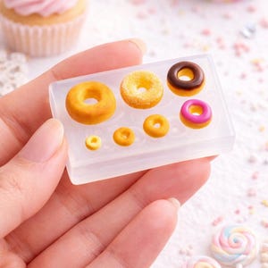 Mini-Donut-Silikonform für Polymer Clay, winzige Lebensmittelform für Schmuck, Harz- und Miniaturbastelarbeiten, Kawaii-Dessertform, DIY-Ohrringe