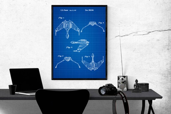 Star Trek Art Wall Poster Home Decor Star Trek Patent Star Etsy