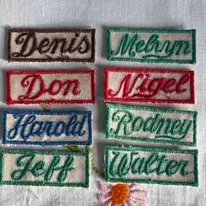Embroidered Name Patches, boys names, name labels, vintage