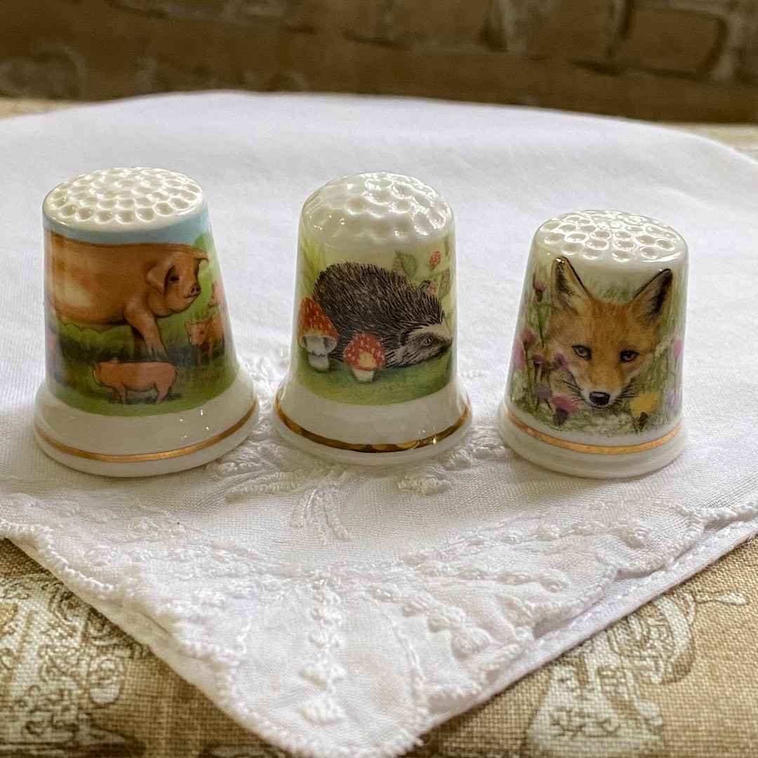Vintage Thimbles Collectible Pigs Hedgehogs Fox Etsy