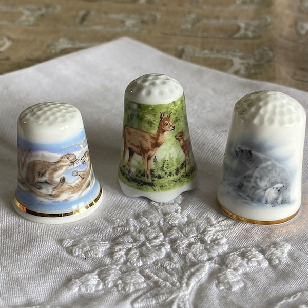 Vintage Thimbles, collectible, Animal theme