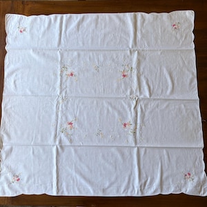 Vintage Hand Embroidered Cotton Tablecloth