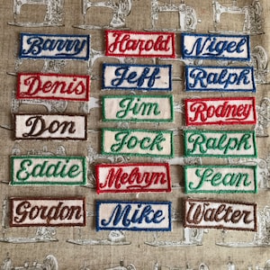 Embroidered Name Patches, boys names, name labels, vintage