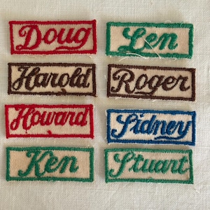 Vintage Embroidered Name Patch - 1970s Sew On Applique