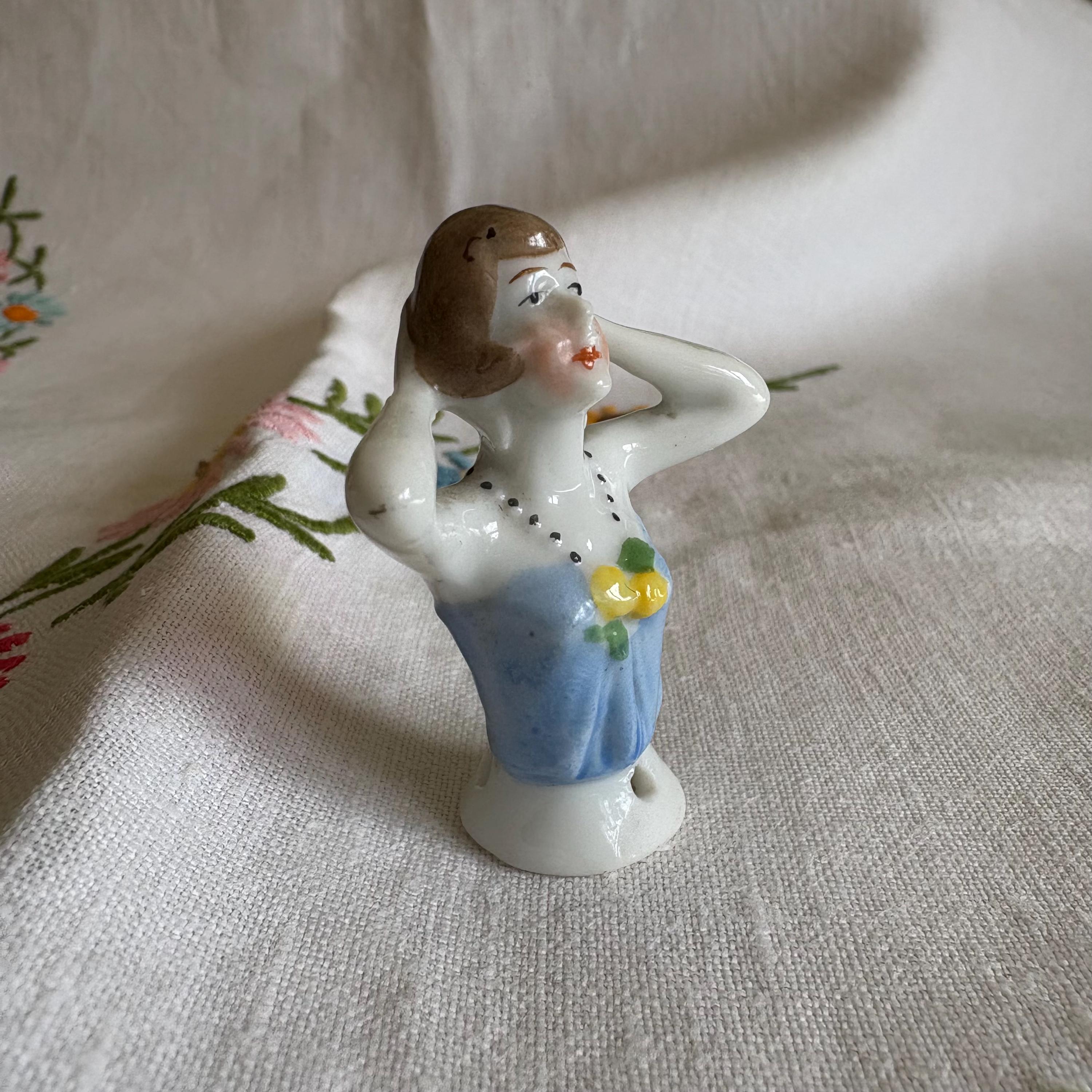 ANCIENNE POUPÉE DEMI Figurine En Porcelaine Half Doll 1920's Numeroté