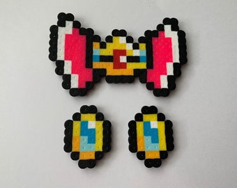 Super Mario Bro Princess Peach Hair Bow and Button Set