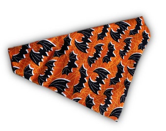Halloween Dog Bandana Slip On Collar Neckerchief Orange Bats