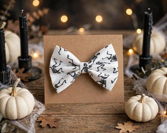 Halloween Skeletons White Black  Dog Pet Bow Tie