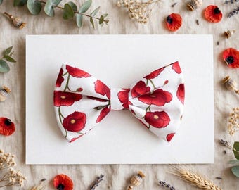 Poppy Flowers Dog Bow Tie - Remembrance Day