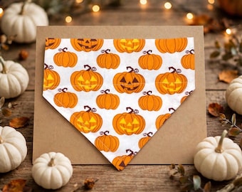 Halloween Dog Bandana Slip On Collar Neckerchief Orange Pumpkins